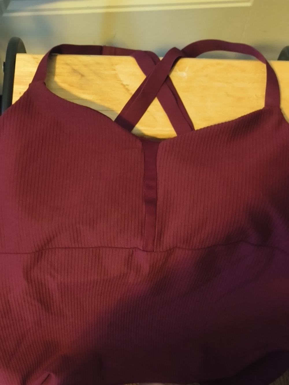 Sleeveless Cross-Back Ribbed Tank - Deep Plum